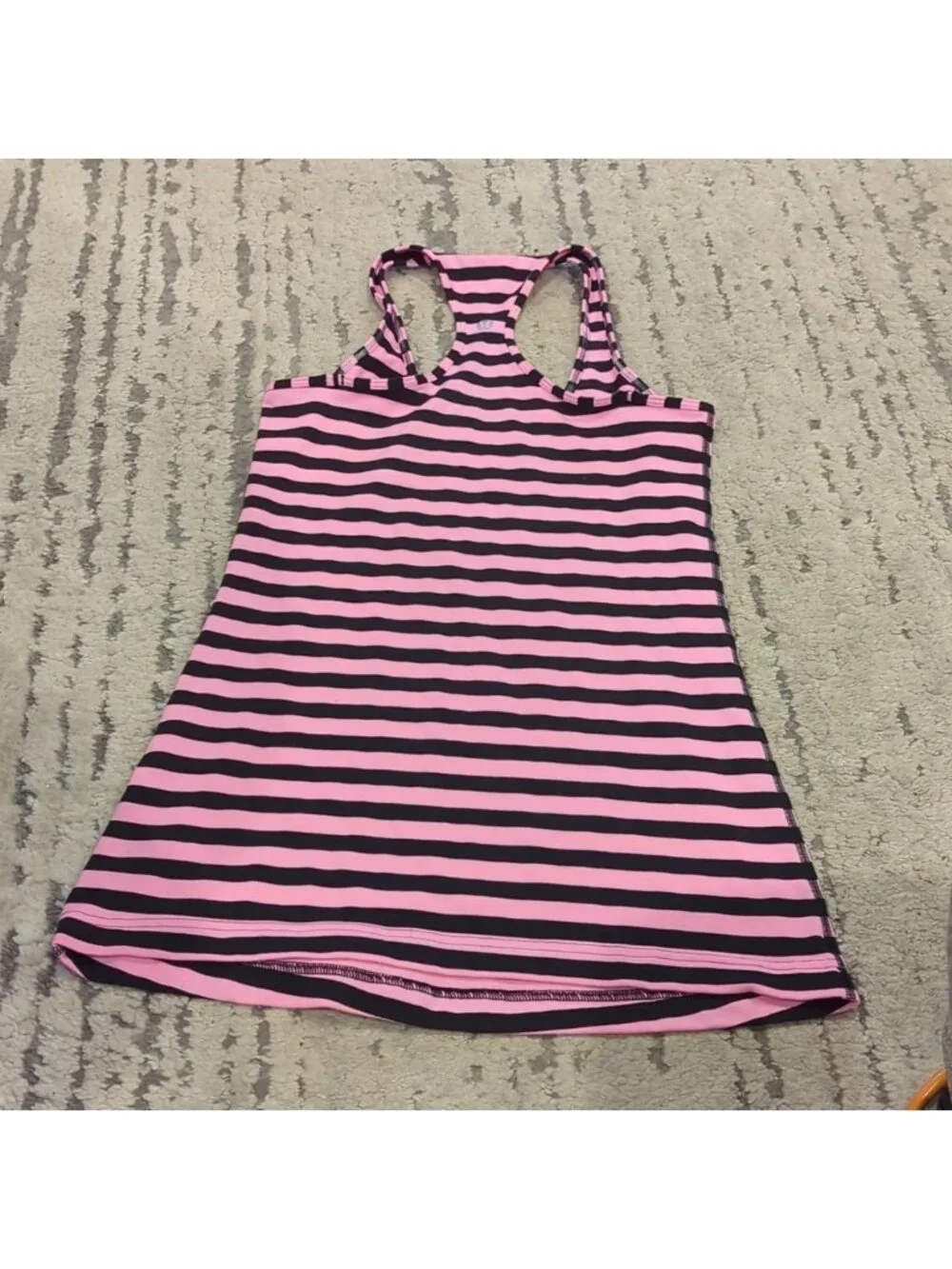 Lululemon Cool Razorback tank Pink & Black stripe